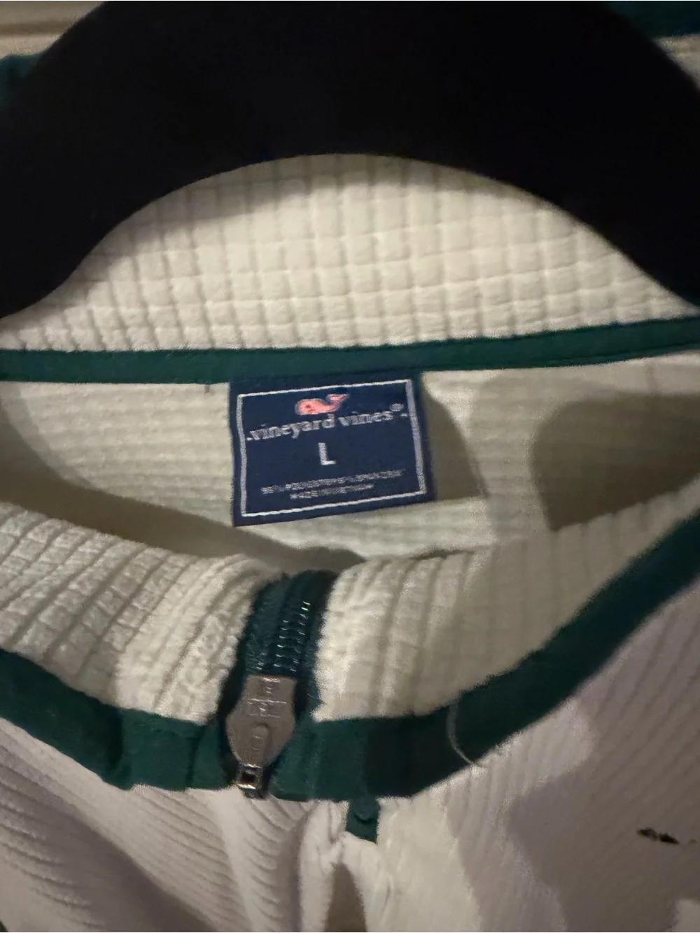 Vineyard Vines White Quarter-Zip Waffle Knit Pullover men's large